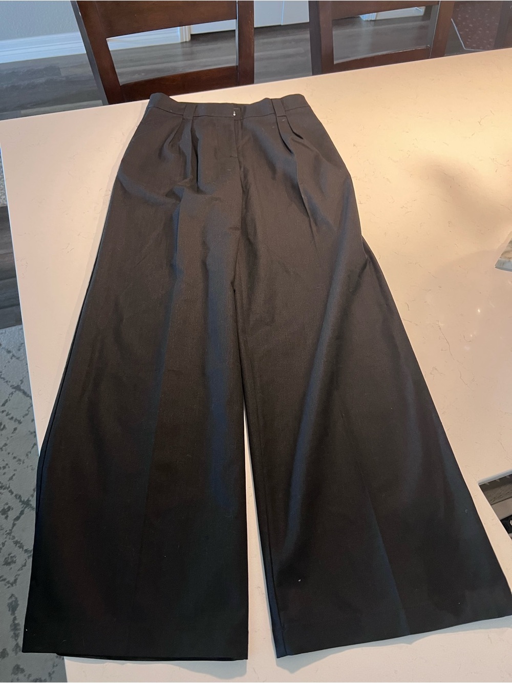 Commense Black Solid Wide Leg Pants Without Belt size M
